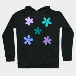 Abstract Flowers - digital lavender, tranquil blue, verdigris green Hoodie